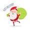 Santa Claus Delivers Gifts to Children. Vector