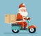 Santa Claus Delivery Courier Scooter Symbol Box Icon Concept Cartoon Flat Design Vector Illustration