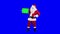 Santa Claus demonstrates frame for tracking chroma key (blue screen)