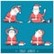 Santa claus doing yoga isolated.Vector christmas card illustration