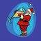 Santa Claus drinks champagne. Comic cartoon pop art retro