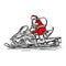 Santa Claus driving snowmobile vector illustration sketch hand d