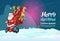 Santa Claus Elf Deer Ride Electric Scooter Christmas Holiday Happy New Year Greeting Card