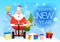 Santa Claus And Elf Ride Electric Mono Wheel Christmas Holiday Happy New Year Greeting Card