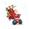 Santa Claus Elf Ride Electric Scooter Christmas Happy New Year Greeting Card