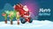 Santa Claus Elf Ride Electric Scooter Christmas Holiday Happy New Year Greeting Card