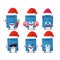 Santa Claus emoticons with blue lugage cartoon character