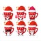 Santa Claus emoticons with hot chocolate with gingerbread cartoon character