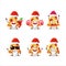 Santa Claus emoticons with slice of tomato cheese pizza cartoon character