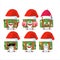 Santa Claus emoticons with traveling suitcase cartoon character