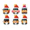 Santa Claus emoticons with wine bottle cartoon character