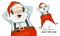 Santa Claus enjoying music on headphones