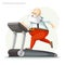 Santa Claus exercisers on a treadmill