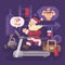 Santa Claus exercising and getting into shape for Christmas