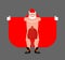 Santa Claus exhibitionist and red bag isolated. Christmas