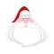 Santa Claus face isolated. Christmas Grandpa with white beard an