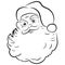 Santa Claus face. Portrait of Santa. Black white christmas pattern. Sketch the head of Santa Claus. Tattoo.