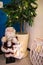 Santa Claus figurine in hall room corner