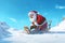 santa claus fixing the broken reindeer sled christmas funny illustration Ai Generated