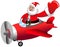 Santa Claus Flying Airplane Christmas Isolated