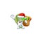 Santa Claus with gift bag brussels sprouts Cartoon design