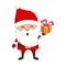 Santa Claus with gift box, present and christmas holiday surprise