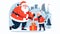 Santa Claus Gift-Giving: Festive 2D Vector Illustration in Corporate Memphis Style on White Background