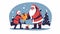 Santa Claus Gift-Giving: Festive 2D Vector Illustration in Corporate Memphis Style on White Background