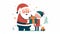 Santa Claus Gift-Giving: Festive 2D Vector Illustration in Corporate Memphis Style on White Background