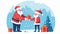 Santa Claus Gift-Giving: Festive 2D Vector Illustration in Corporate Memphis Style on White Background