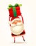 Santa Claus with gift present. Isolated