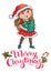 Santa Claus girl Christmas card