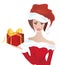 Santa Claus Girl. Miss Santa With a hat and Present