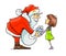 Santa Claus give gift to girl