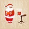 Santa Claus in glasses made coffee