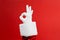 Santa claus hand doing ok sign with fingers, gesturing excellent symbol. Okey sign