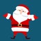 Santa Claus happily waves his arms and jumps. Winter funny and charming character design. Christmas illustration.