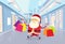 Santa Claus Happy Shopping Walking with Bags in