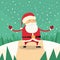 Santa Claus Happy Standing Winter Snow Forest Road