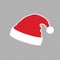 Santa Claus hat flat. Realistic Santa Claus hat isolated transparent background Red white funny cap silhouette. Merry