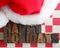 Santa Claus hat with happy holidays words