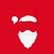 Santa Claus in hat on red background. Santa Claus with white beard