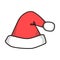 Santa Claus hat. vector illustration of red furry hat. to use as a graphic resource or Christmas icon.