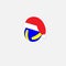 Santa Claus hat on a volleyball vector