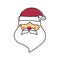 Santa claus head drawn in one line. Symbol of Christmas and New Year