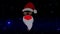 Santa Claus head label wears surgical mask, red hat and white beard, glitter sunglasses. Merry Christmas flashing lights video