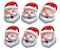 Santa claus head vector set. Santa claus emoticons with happy and funny facial expressions