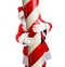 Santa Claus with his arms wrapped around a giant Candy Cane, isolated on white