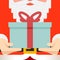 Santa Claus hold hands gift present beard belt