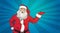 Santa Claus Hold Open Palm To Copy Space Pop Art Style Happy New Year And Merry Christmas Holiday Concept